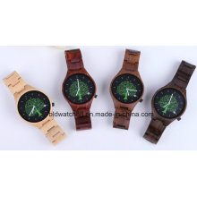 Montre en bois de dames de montres suisses de mouvement de montres en bois naturelles